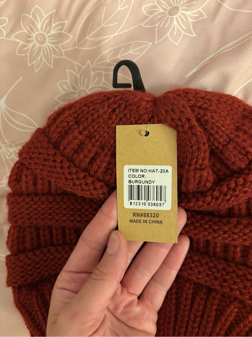 C.C Rust Red Ribbed Knit Beanie - Picture 3 of 3